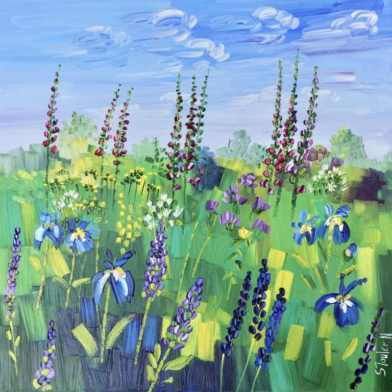 Summer Garden with Irises 30 x 30cm £65 - Sheila Fowler