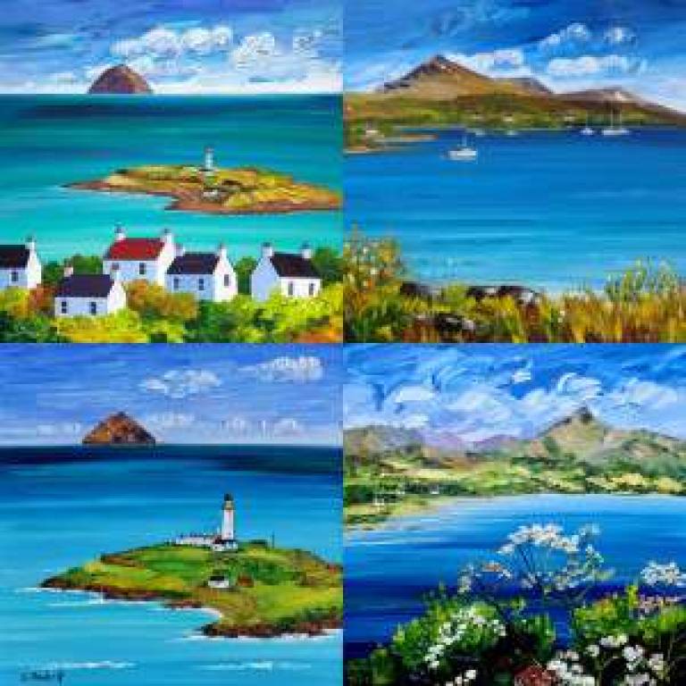 4 Greetings Cards of Arran Posting to Europe - Sheila Fowler