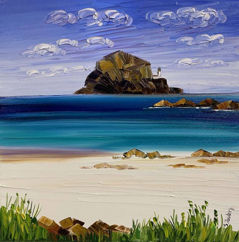 Bass Rock and Beach Grasses SOLD - Sheila Fowler