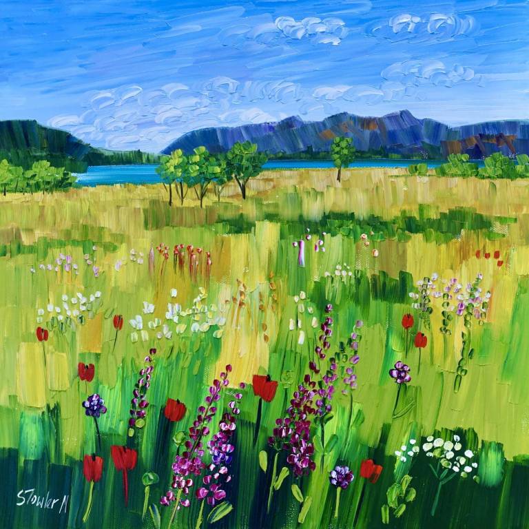 Summer Wildflowers Derwent Water ( ART PRINT OF LAKE DISTRICT - click for detail - Sheila Fowler