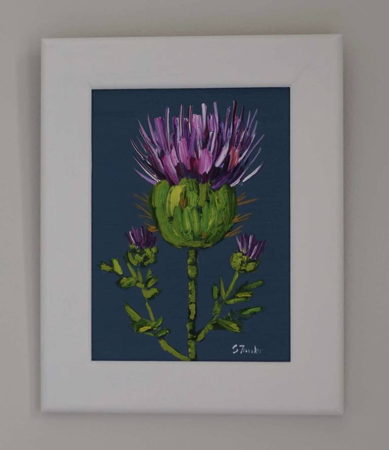 Thistle on Midnight Grey SOLD - Sheila Fowler