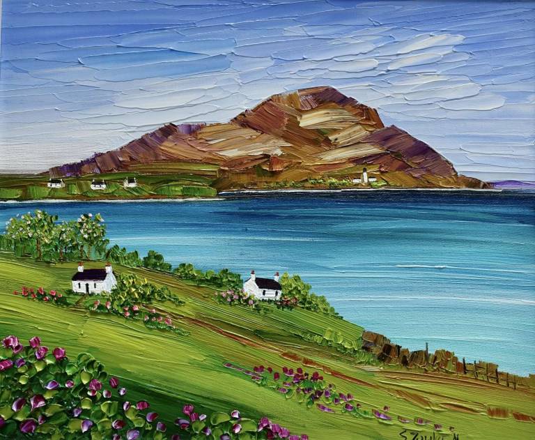 Holy Isle from Whiting Bay Arran SOLD - Sheila Fowler