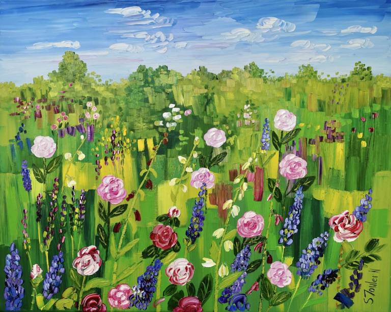Summer Garden With Roses - Sheila Fowler
