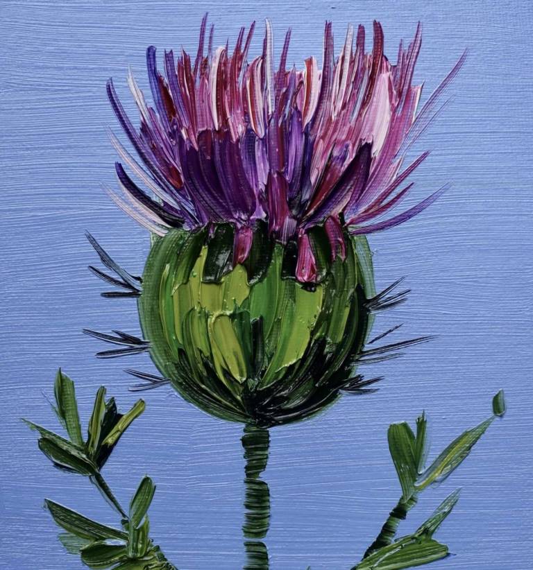 Thistle on Blue SOLD - Sheila Fowler