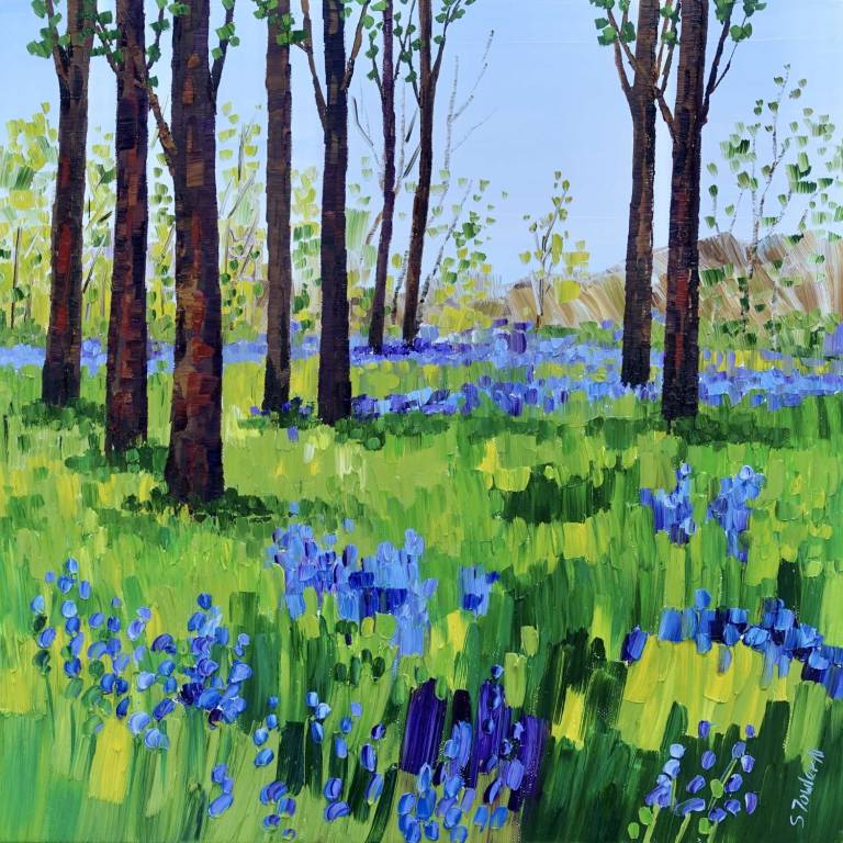 Spring Bluebells 40 x 40cm (framed 53 x 53cm) - Sheila Fowler