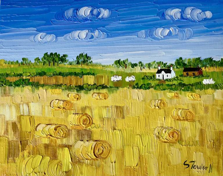 Cottage, Sheep and Hay Bales (East Neuk)  SOLD - Sheila Fowler
