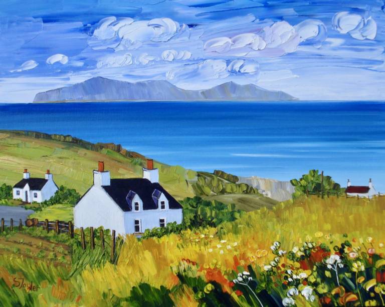Wildflowers and White Cottages Skye (ART PRINT OF SKYE - click for detail) - Sheila Fowler