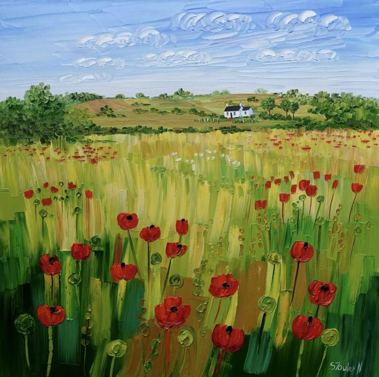 Cottage and Summer Poppies SOLD - Sheila Fowler