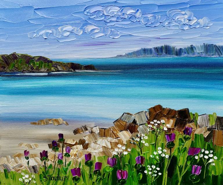 Thistles and beach Rocks Harris SOLD - Sheila Fowler