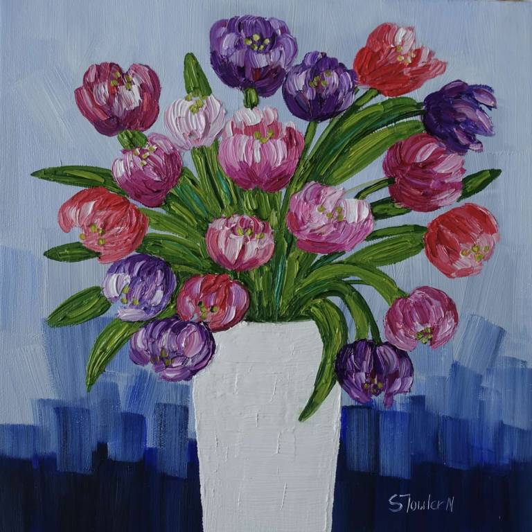 Tulips in White Vase SOLD - Sheila Fowler