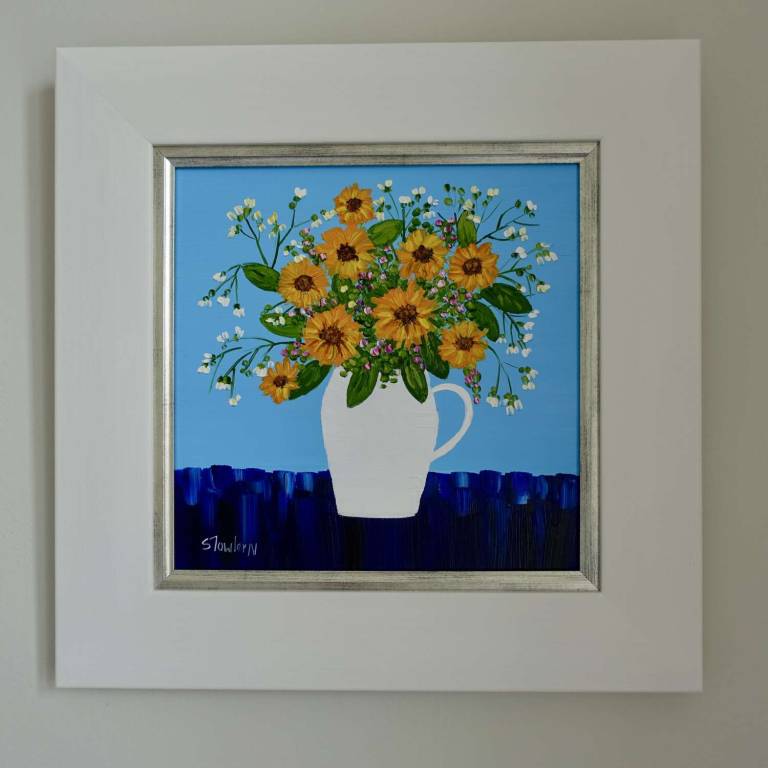 Yellow Daisies and Gypsophila SOLD - Sheila Fowler