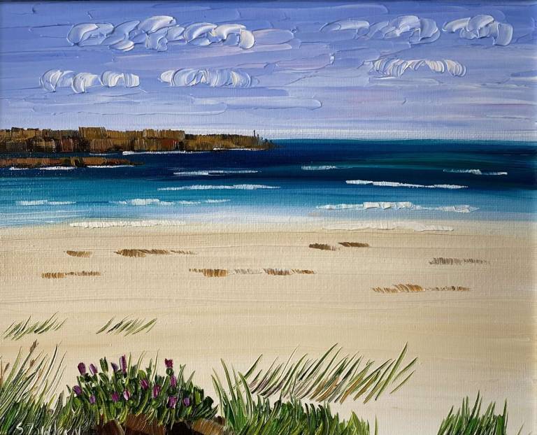 Thistles on The East Sands, St Andrews  SOLD - Sheila Fowler