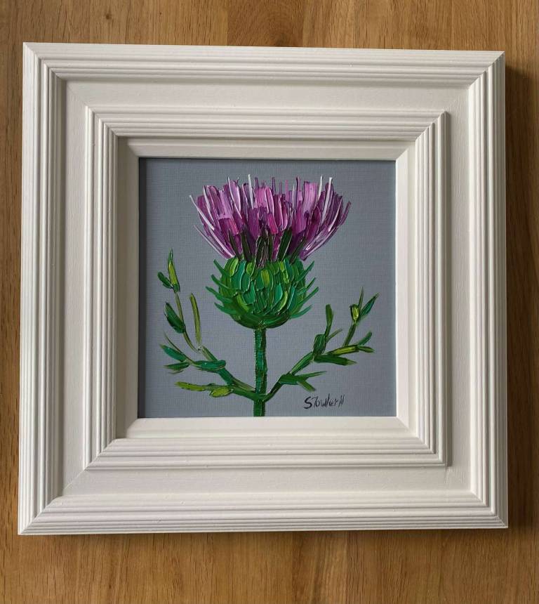 Thistle on Grey SOLD - Sheila Fowler