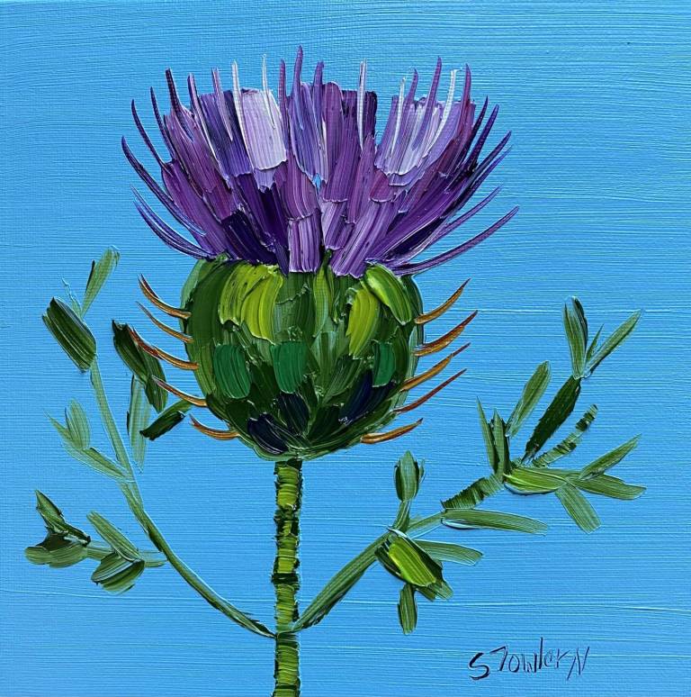 Thistle on Blue - Sheila Fowler