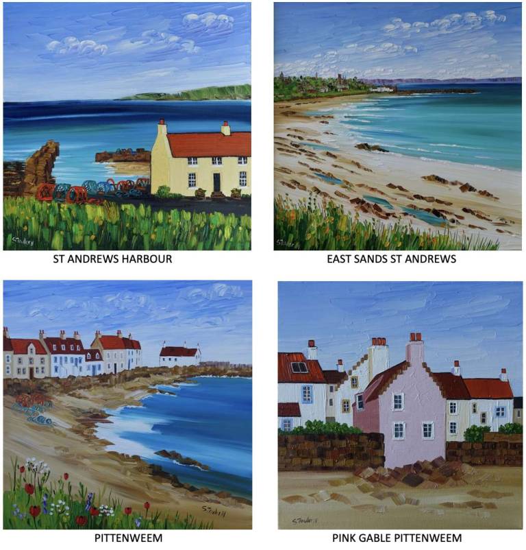 4 X GREETINGS CARDS  - ST ANDREWS AND PITTENWEEM - Sheila Fowler