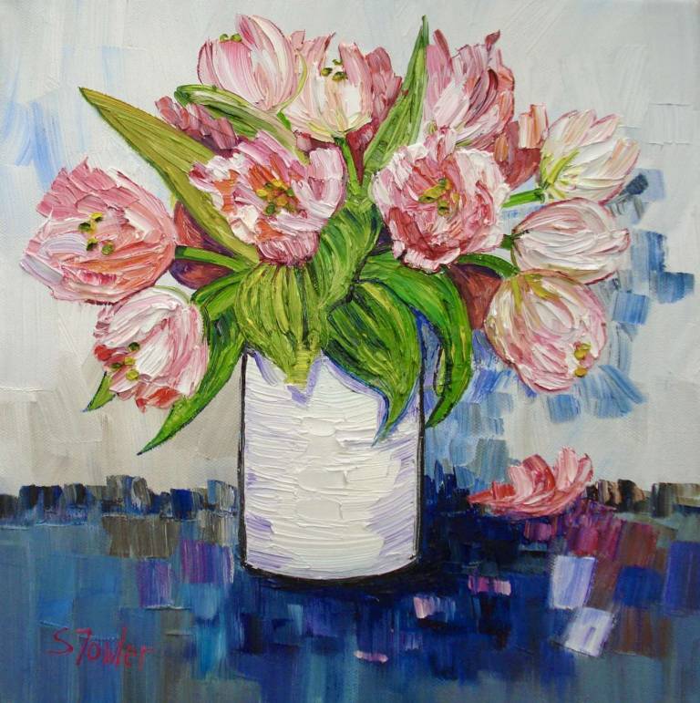 Pink Tulips GREETINGS CARD - Sheila Fowler