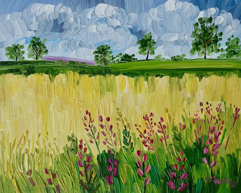 Wheat Field and Hedgerow  SOLD - Sheila Fowler