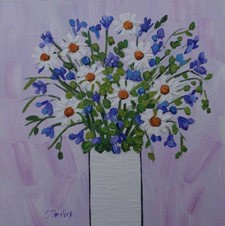 Daisies and Campanula  SOLD - Sheila Fowler