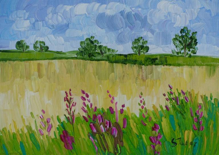 Wheat Field and Hedgerows (mini) - Sheila Fowler