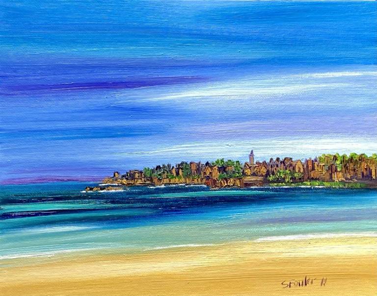 Fading Light St Andrews 25 x 20cm canvas size - Sheila Fowler