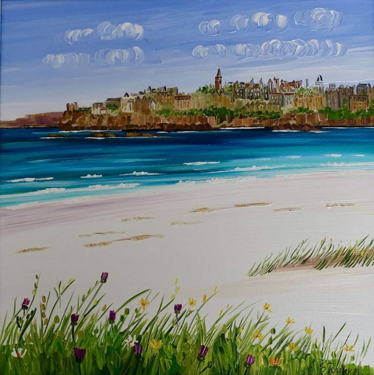 St Andrews West Sands (30 x 30cm) RESERVED 2ND PRINT OFFER - Sheila Fowler