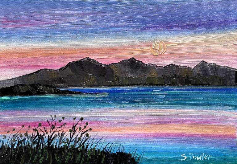Sunset Over Arran 30 x 24cm - Sheila Fowler