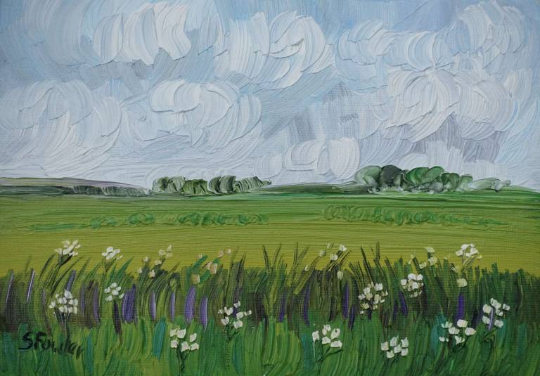 Hedgerow and Summer Clouds - Sheila Fowler