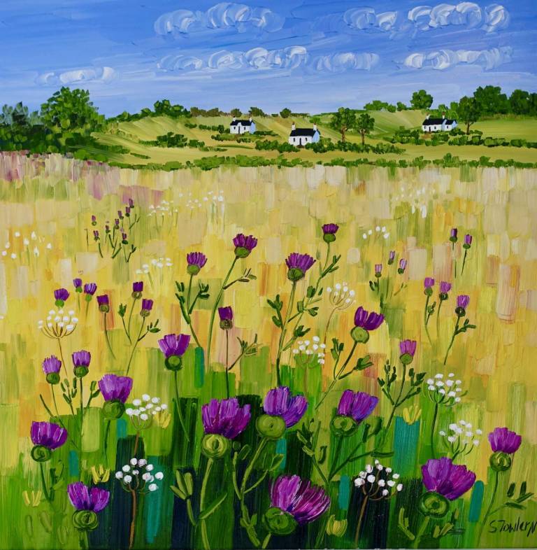 Cottages and Thistles ( 25 x 25cm) - Sheila Fowler