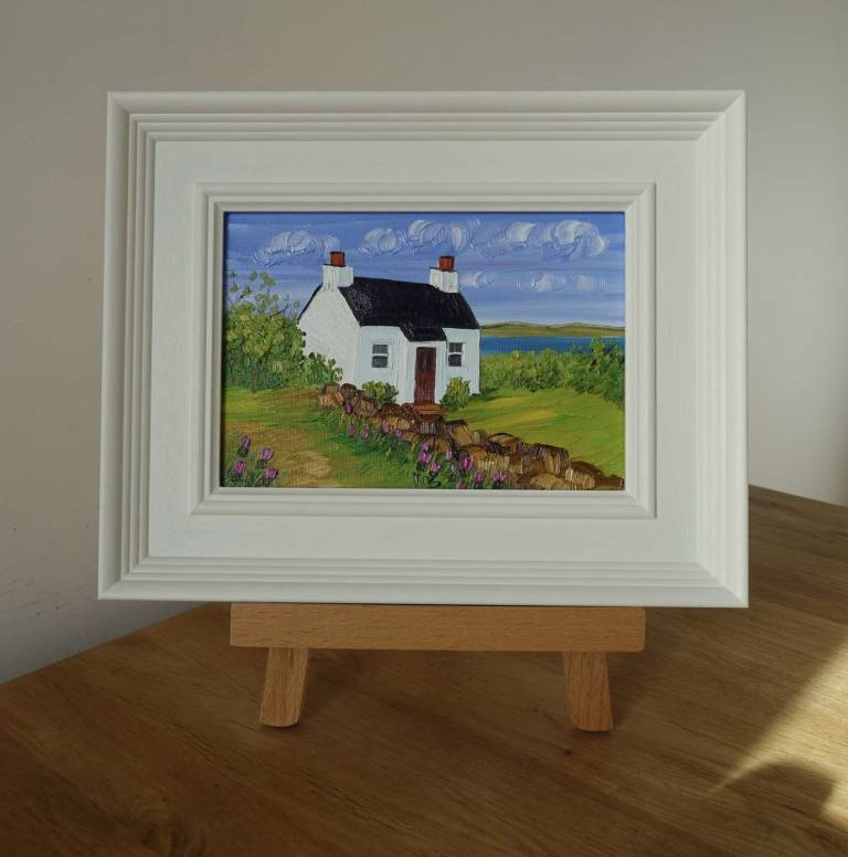 Cottage and Thistles High Corrie, Arran     SEE MAIN IMAGE FOR DETAILS - Sheila Fowler