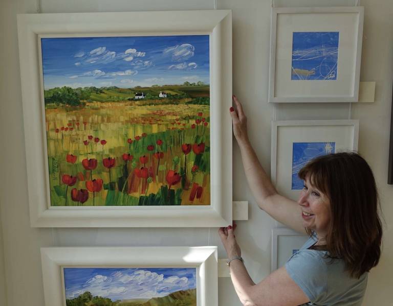 Cottages and Poppies SOLD - Sheila Fowler
