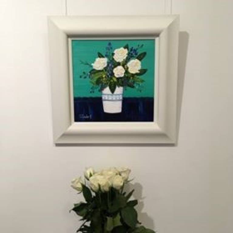 White Roses and Wildflowers 25 x 25cm £45 - Sheila Fowler