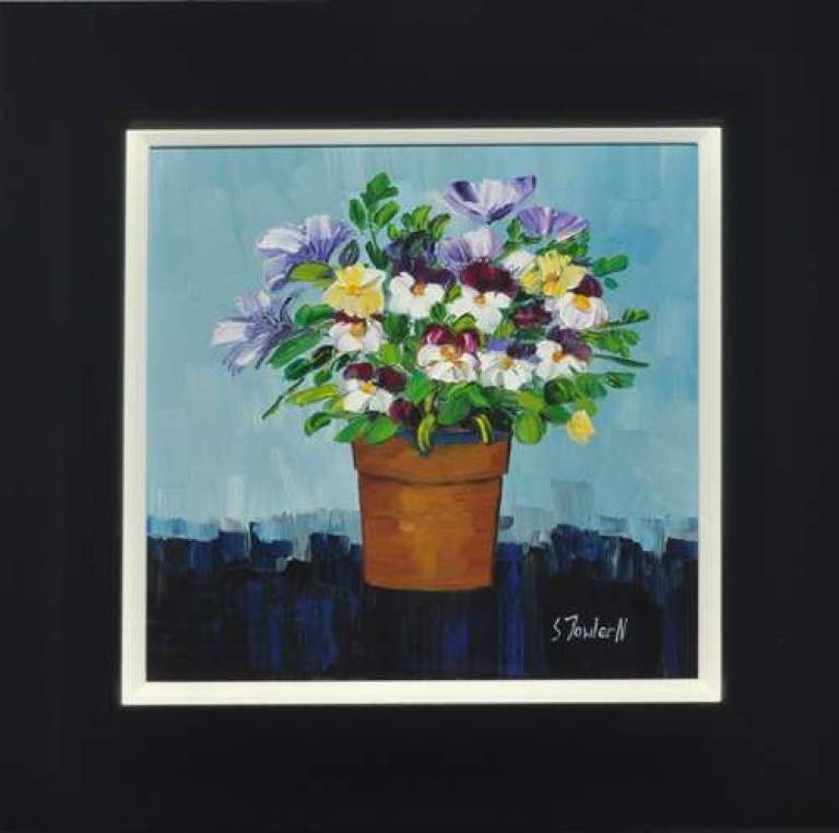 Summer Pansies (30 x 30cm) SOLD - Sheila Fowler