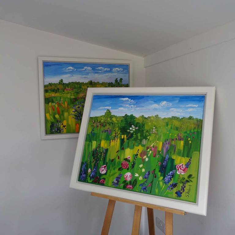 Summer Garden with Agapanthus SOLD  (75 X 60cm) - Sheila Fowler