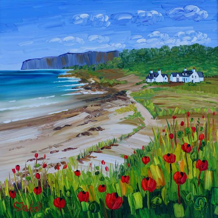 Corrie Cottage and Goat Fell  20 x 20cm SOLD - Sheila Fowler