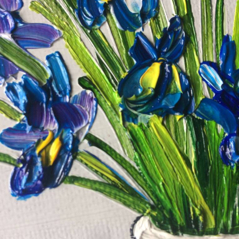 Irises in White Vase SOLD - Sheila Fowler