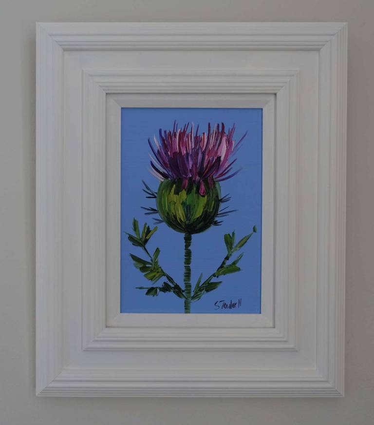 Thistle on Blue SOLD - Sheila Fowler