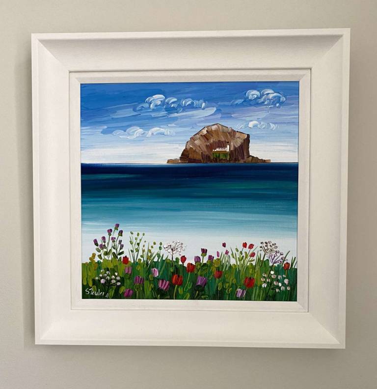 Bass Rock and Wildflowers - Sheila Fowler