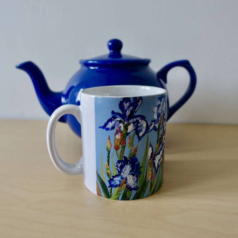BLUE IRISES MUG - Sheila Fowler