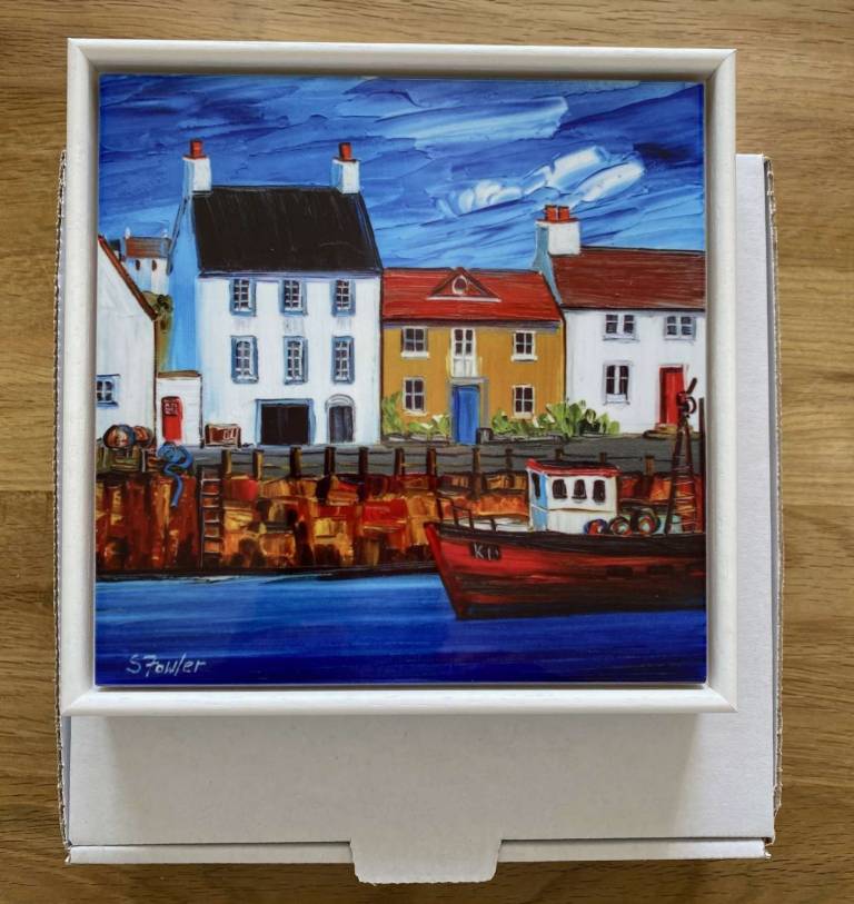Red Boat Crail Harbour SOLD OUT - Sheila Fowler