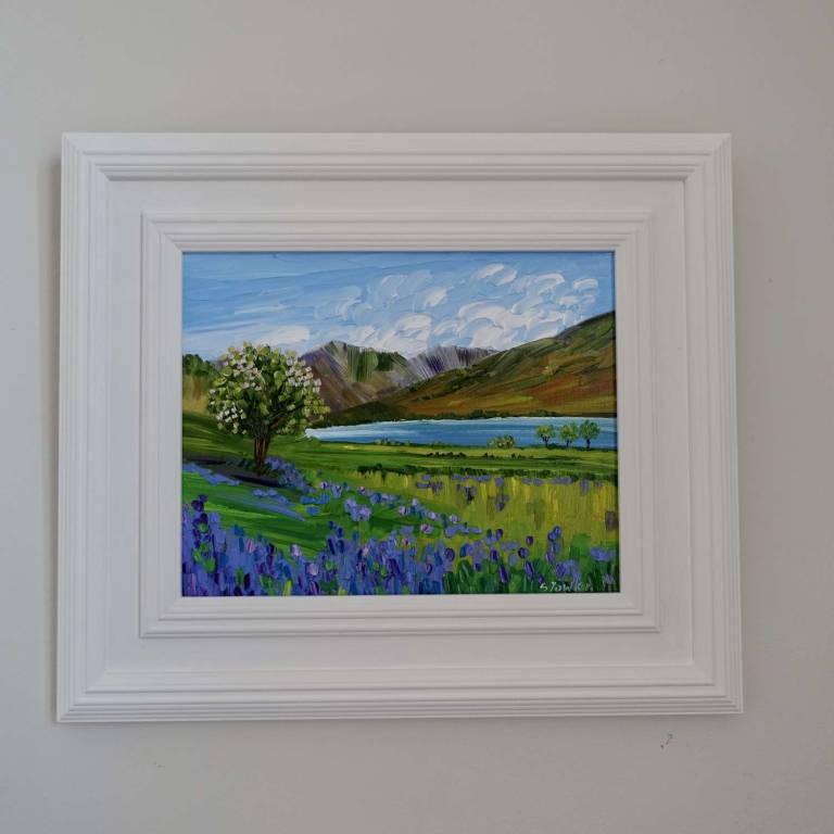 Bluebells at Rannerdale  - framed size 38 x 33cm - Sheila Fowler