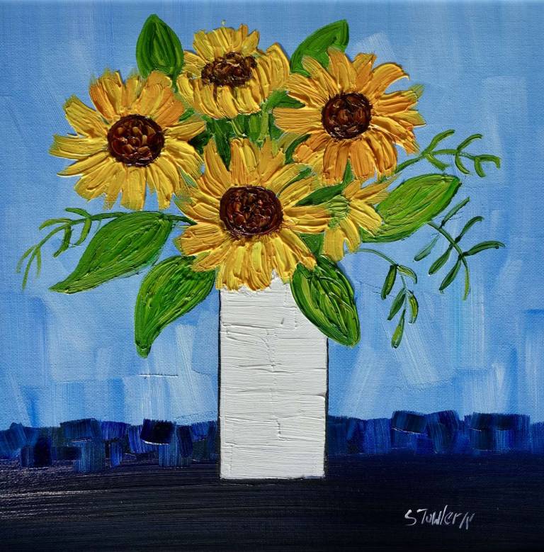 Sunflowers on Blue - Sheila Fowler