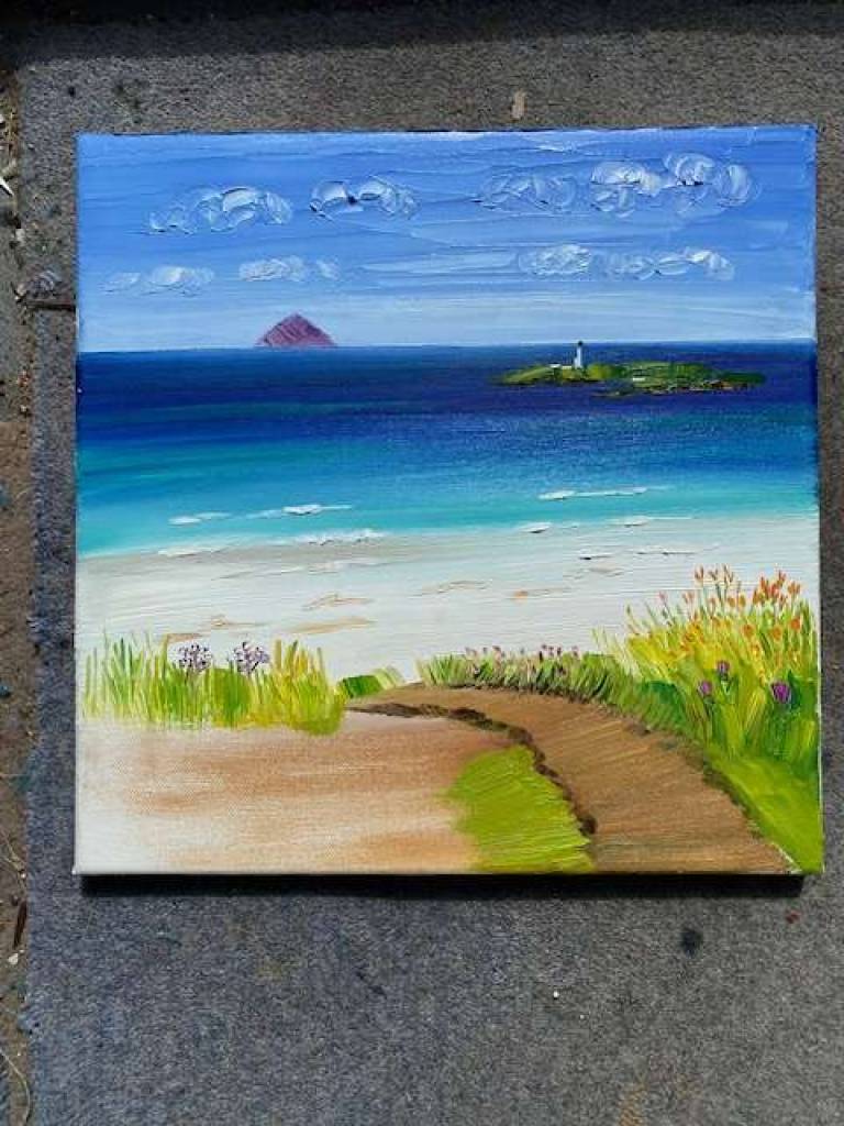Path to Kildonan Beach  (click to  view commission stages) - Sheila Fowler