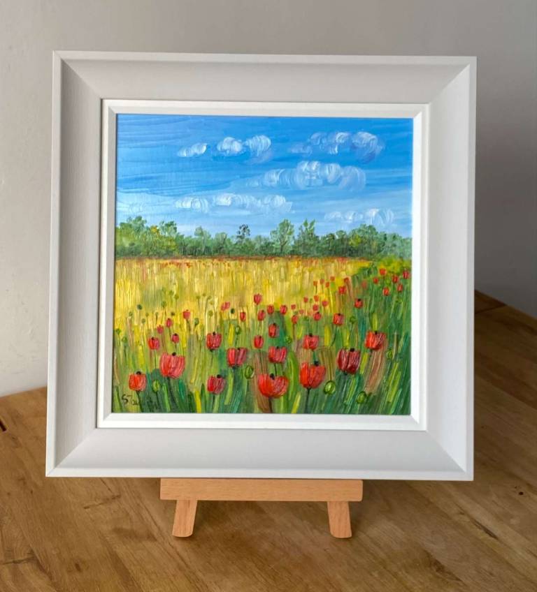 Summer Poppy Field (43 x 43) - Sheila Fowler