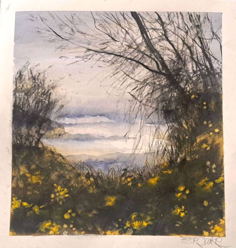 Little Cliff View with Yellow Wildflowers - Stella Clarke