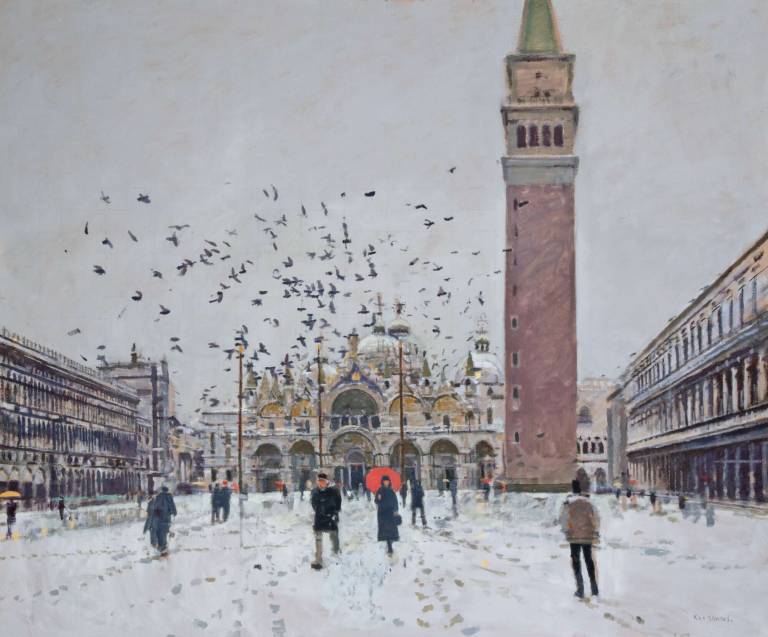 December Morning in the Piazza - Ken  Howard RA