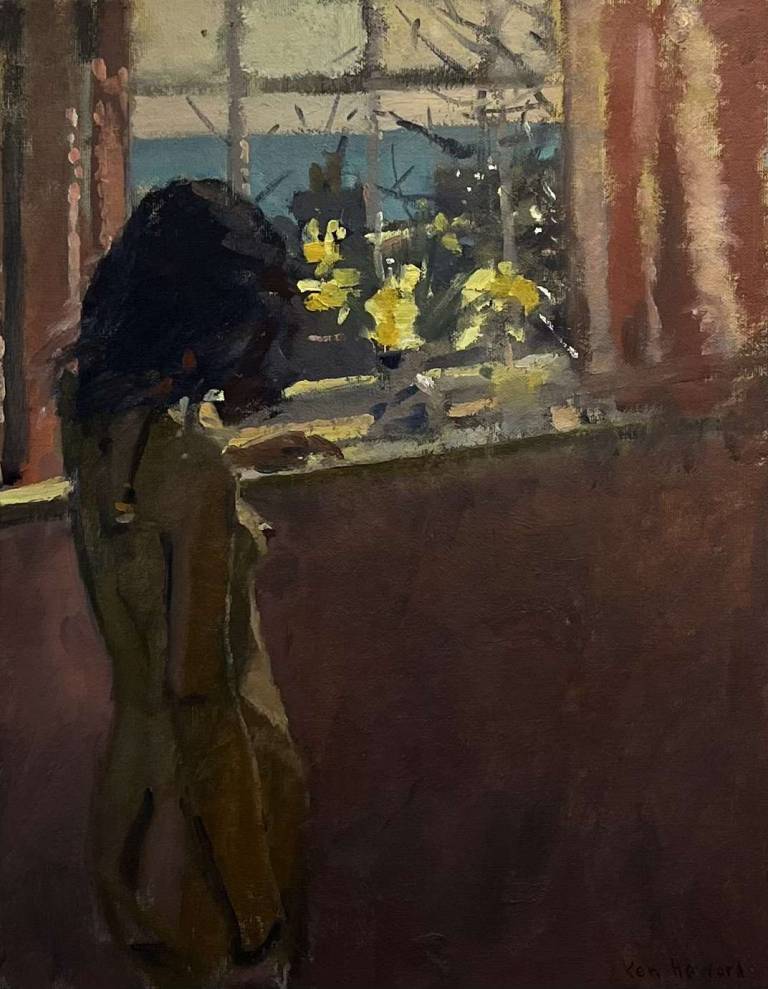 Sarah and the Spring Daffodils - Ken  Howard RA