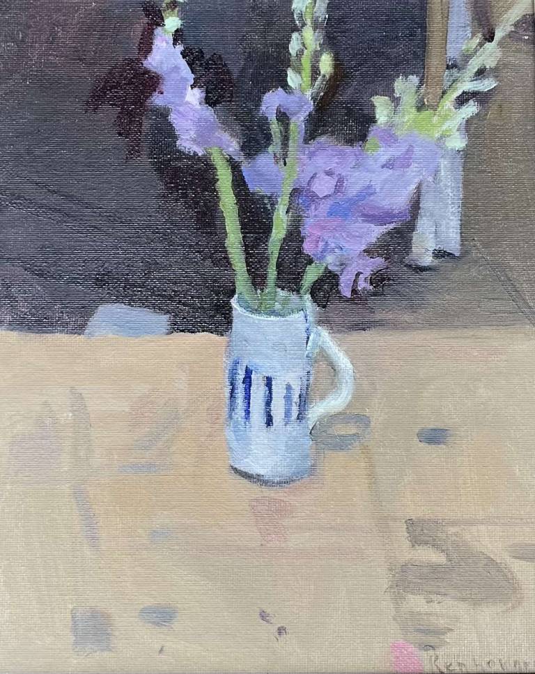 Still Life Flower in Vase - Ken  Howard RA