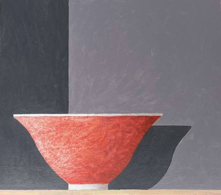 The Red Bowl (Red on Grey) - Philip Lyons