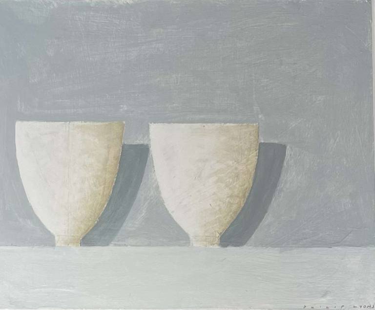 Philip Lyons - 2 Small White Bowls (Grey & Shadows)