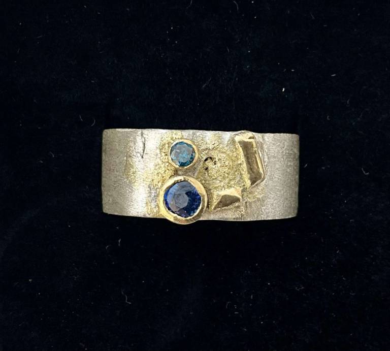 Clare Mason - Teal Diamond and Blue Sapphire Ring